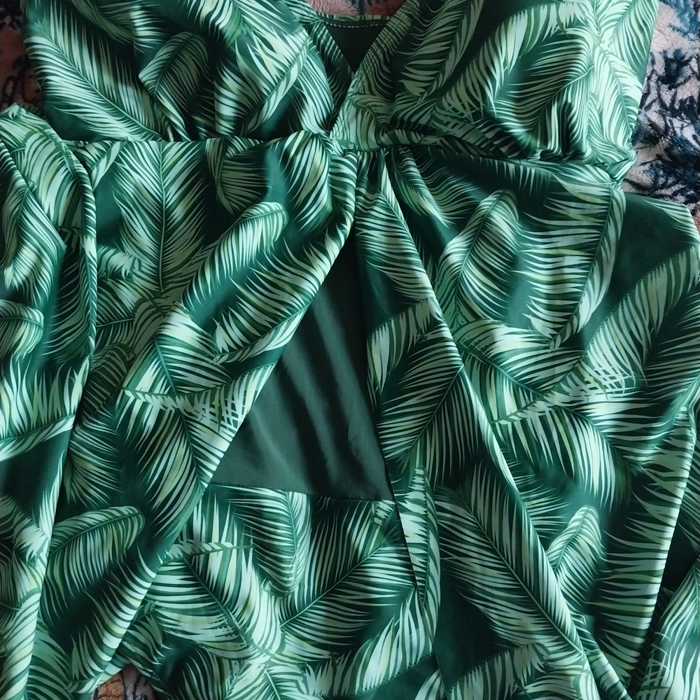Green Palm Leaf Print Swinsuit
